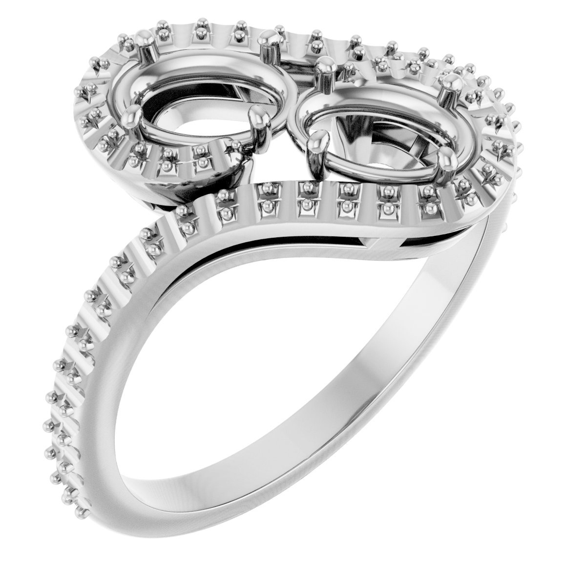 Two-Stone Halo-Style Bypass Engagement Ring