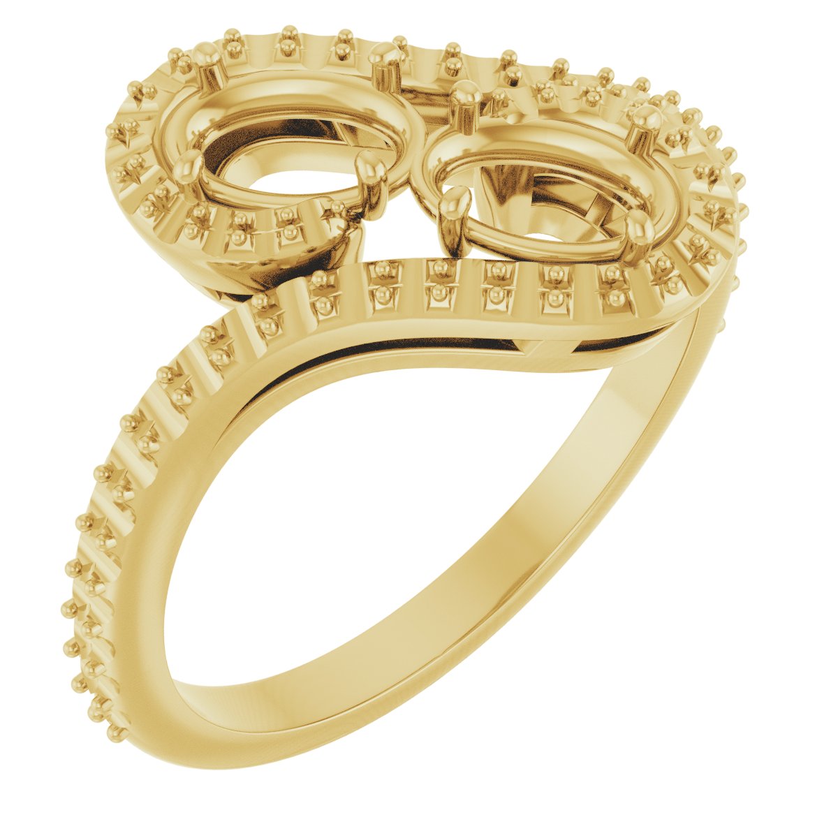 Two-Stone Halo-Style Bypass Engagement Ring