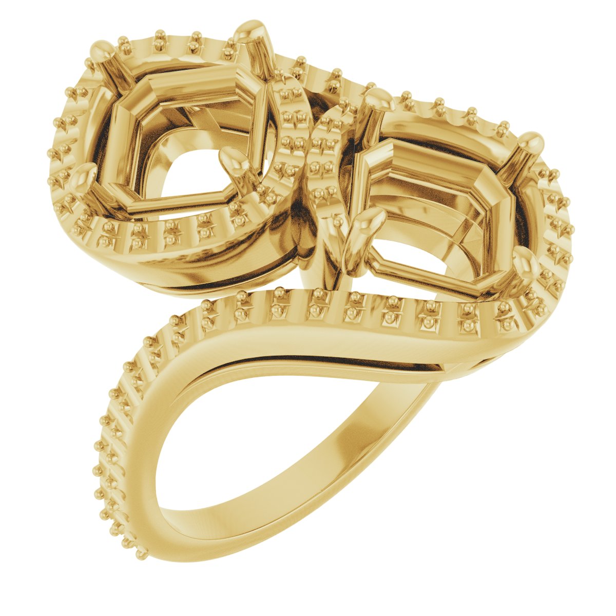 Two-Stone Halo-Style Bypass Engagement Ring