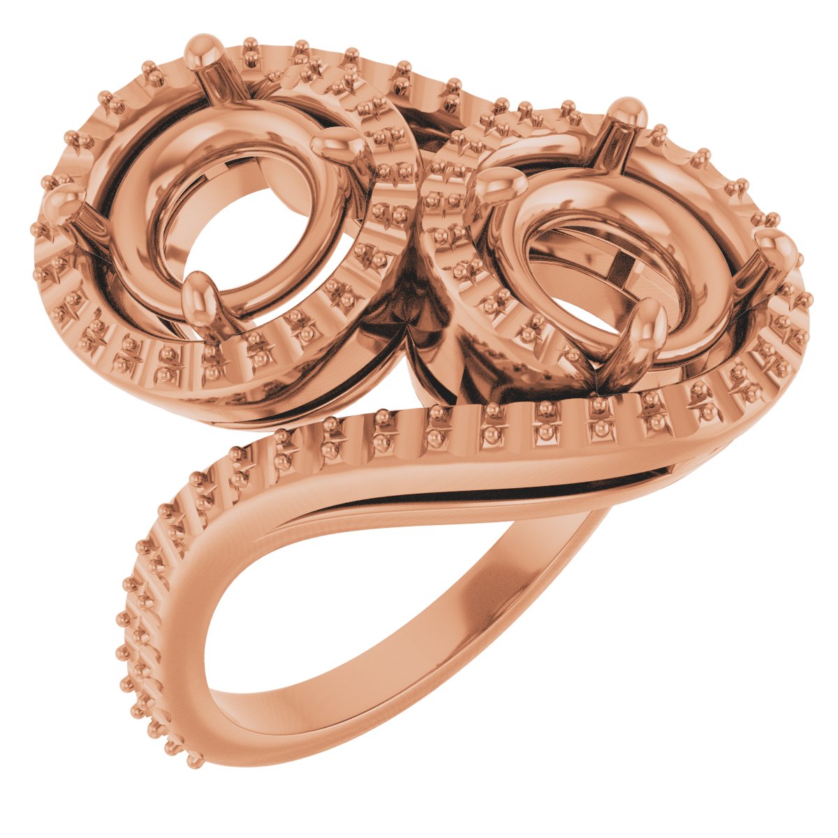 Two-Stone Halo-Style Bypass Engagement Ring