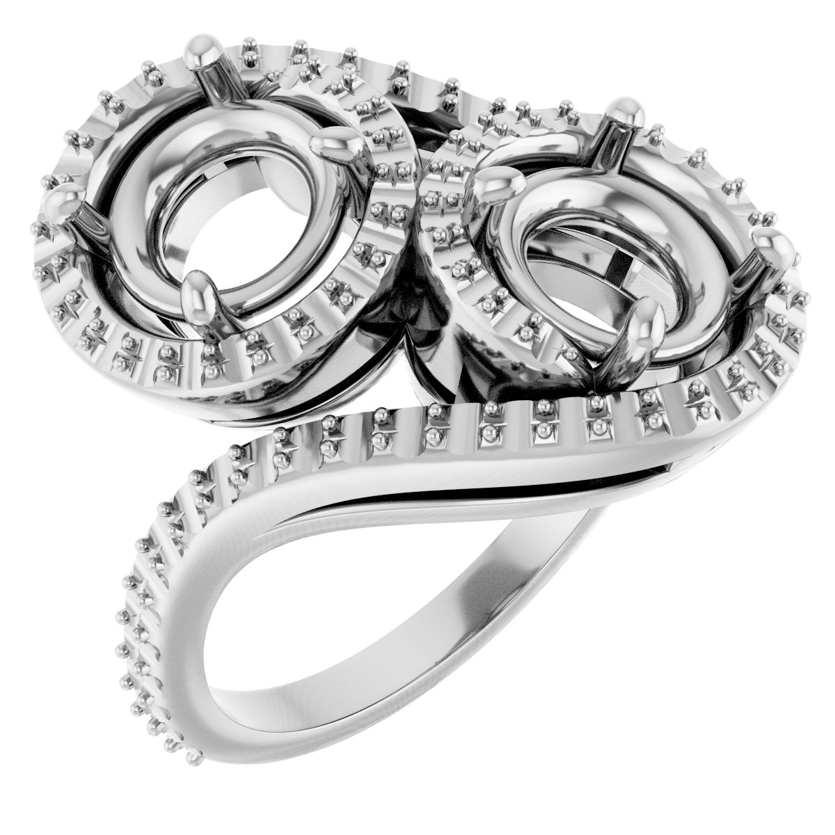 Two-Stone Halo-Style Bypass Engagement Ring