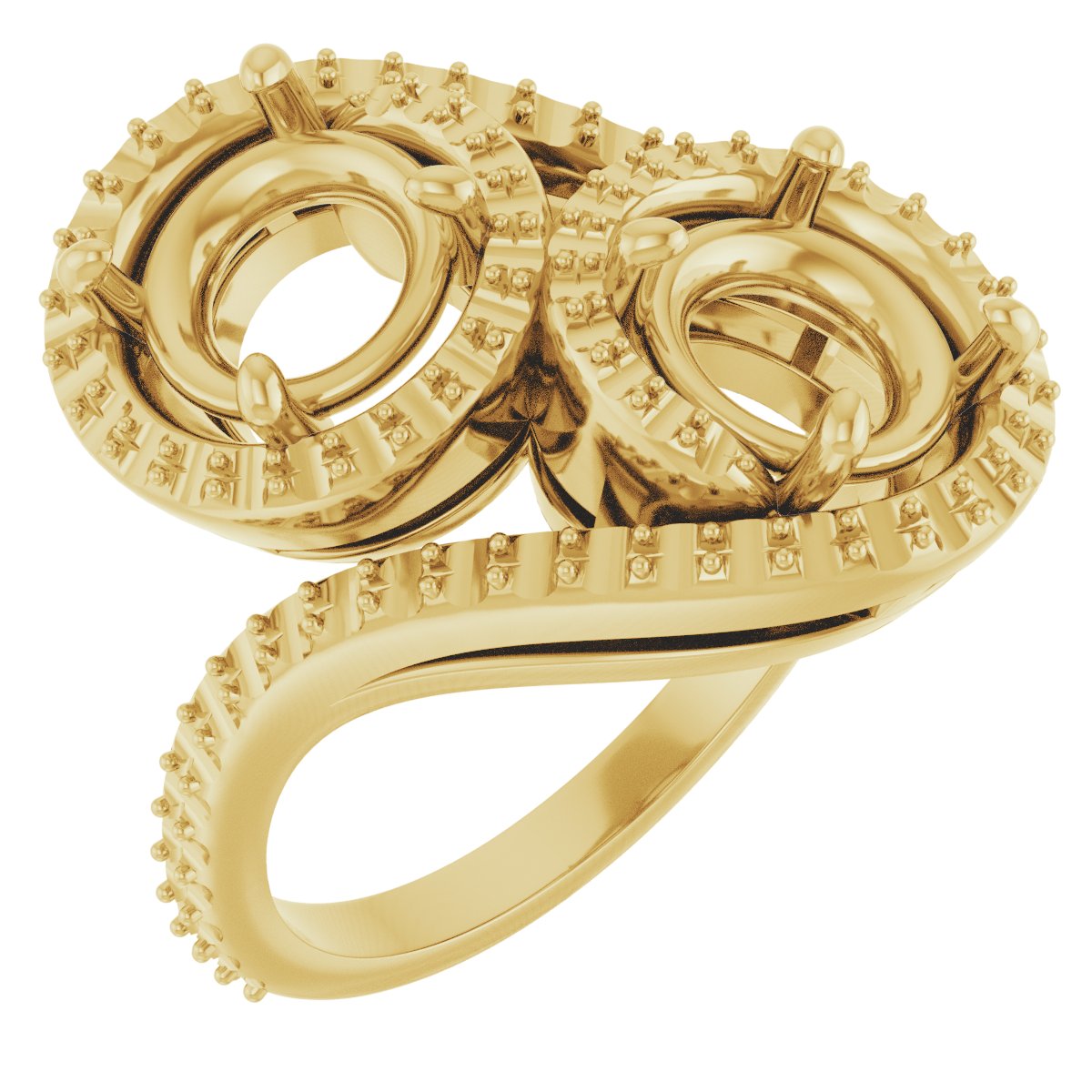 Two-Stone Halo-Style Bypass Engagement Ring