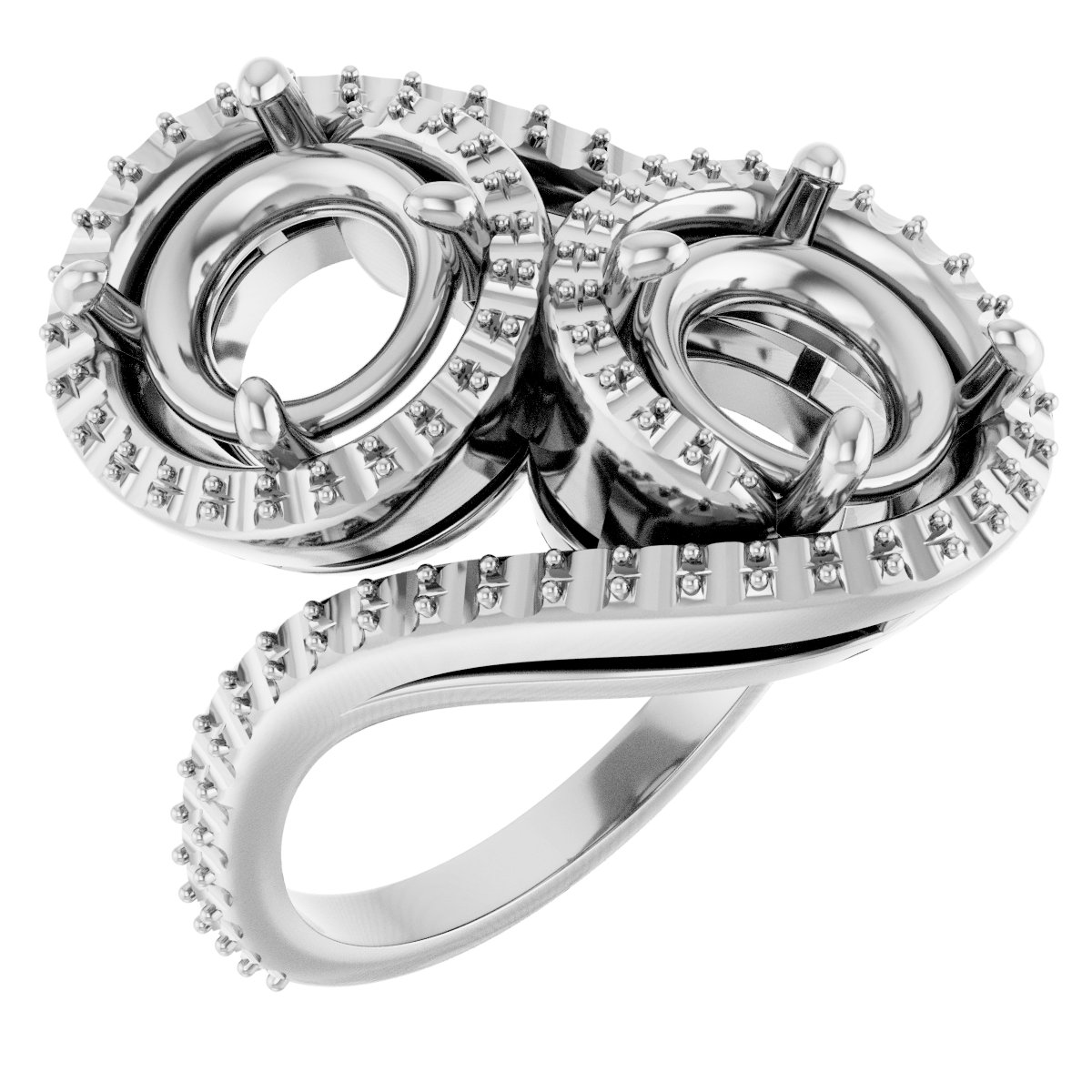 Two-Stone Halo-Style Bypass Engagement Ring