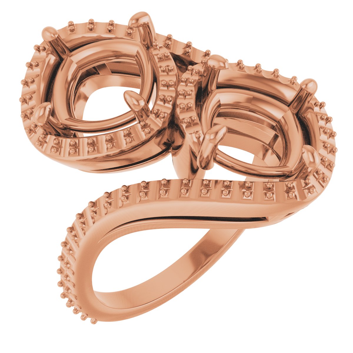 Two-Stone Halo-Style Bypass Engagement Ring