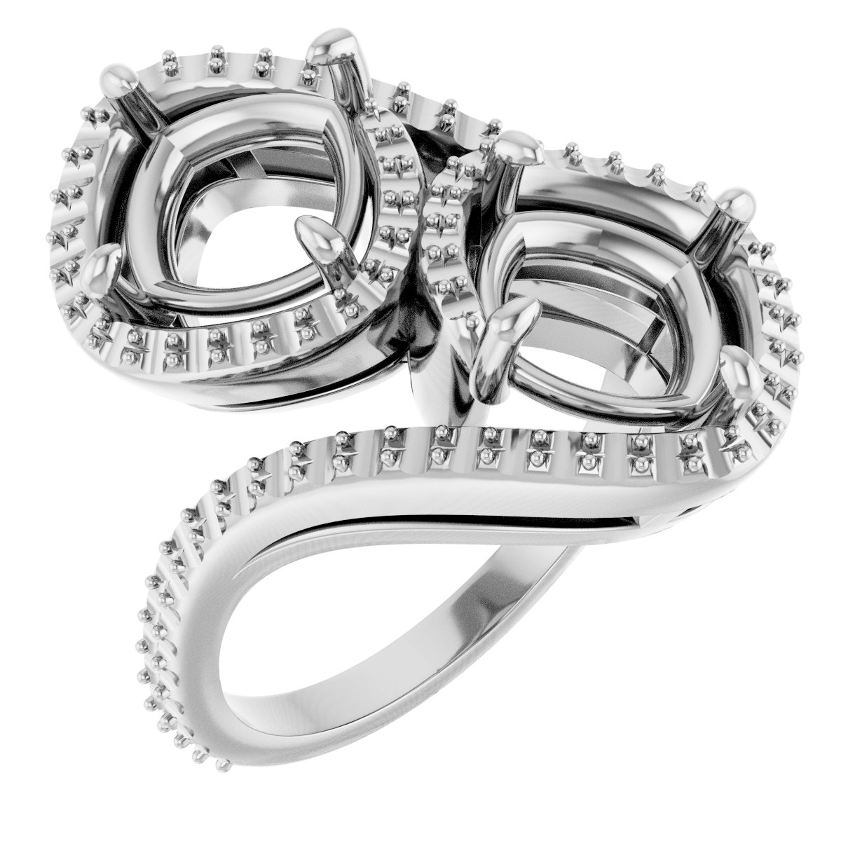 Two-Stone Halo-Style Bypass Engagement Ring