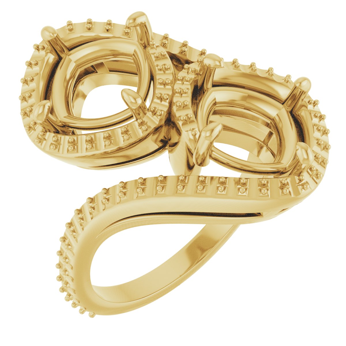 Two-Stone Halo-Style Bypass Engagement Ring