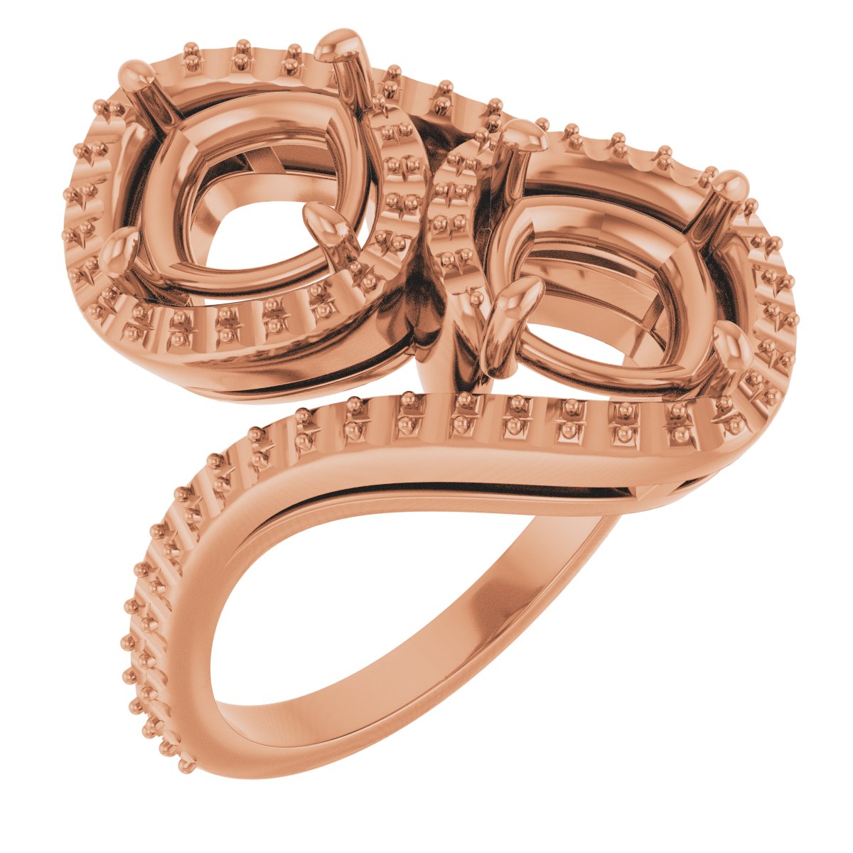 Two-Stone Halo-Style Bypass Engagement Ring