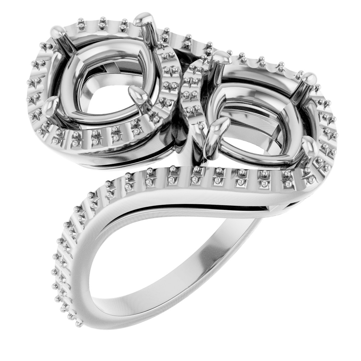 Two-Stone Halo-Style Bypass Engagement Ring