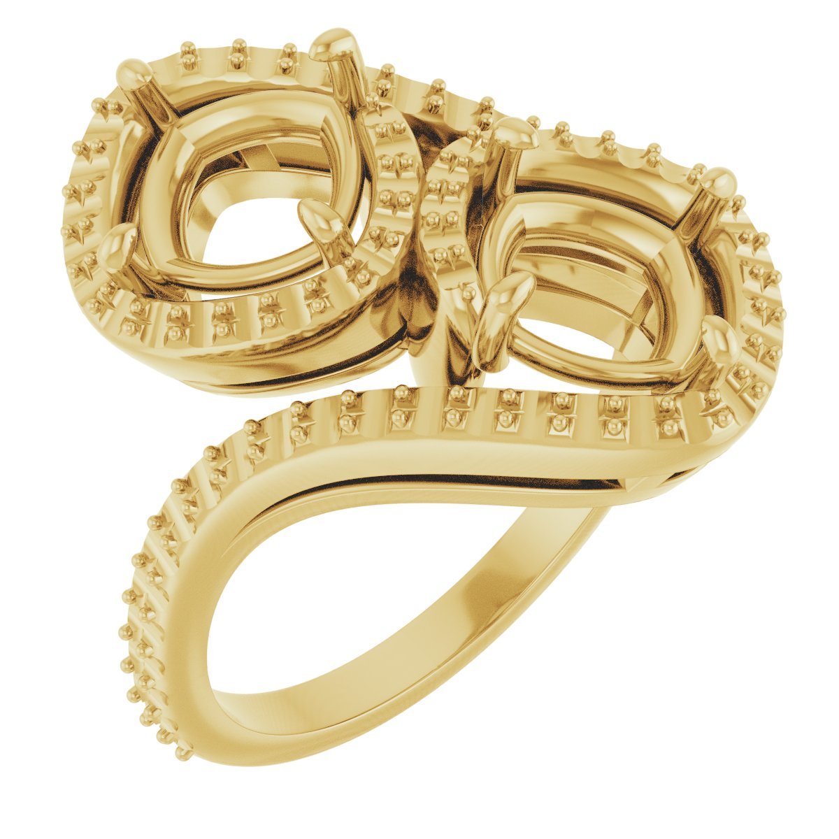 Two-Stone Halo-Style Bypass Engagement Ring
