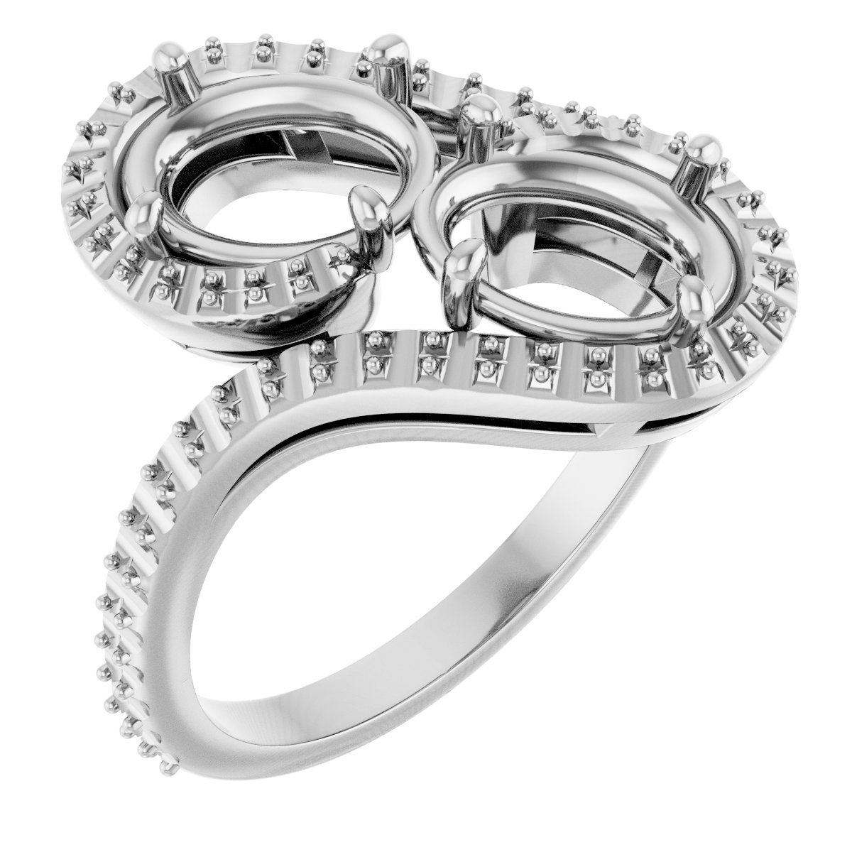 Two-Stone Halo-Style Bypass Engagement Ring