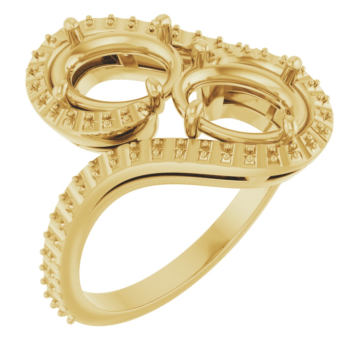 Two-Stone Halo-Style Bypass Engagement Ring