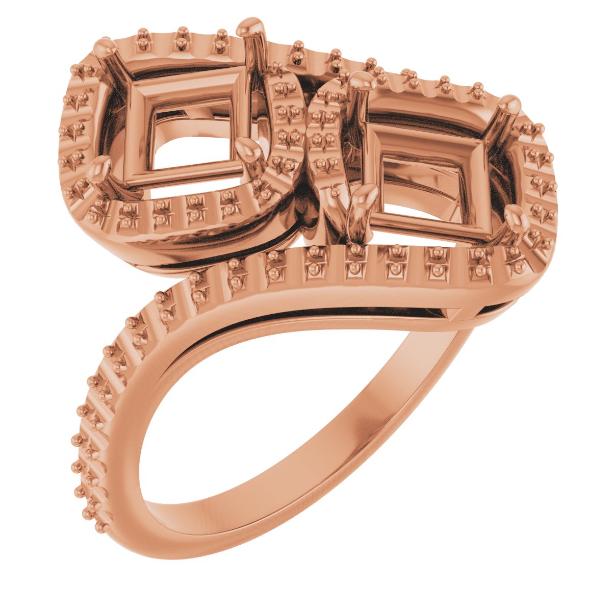 Two-Stone Halo-Style Bypass Engagement Ring