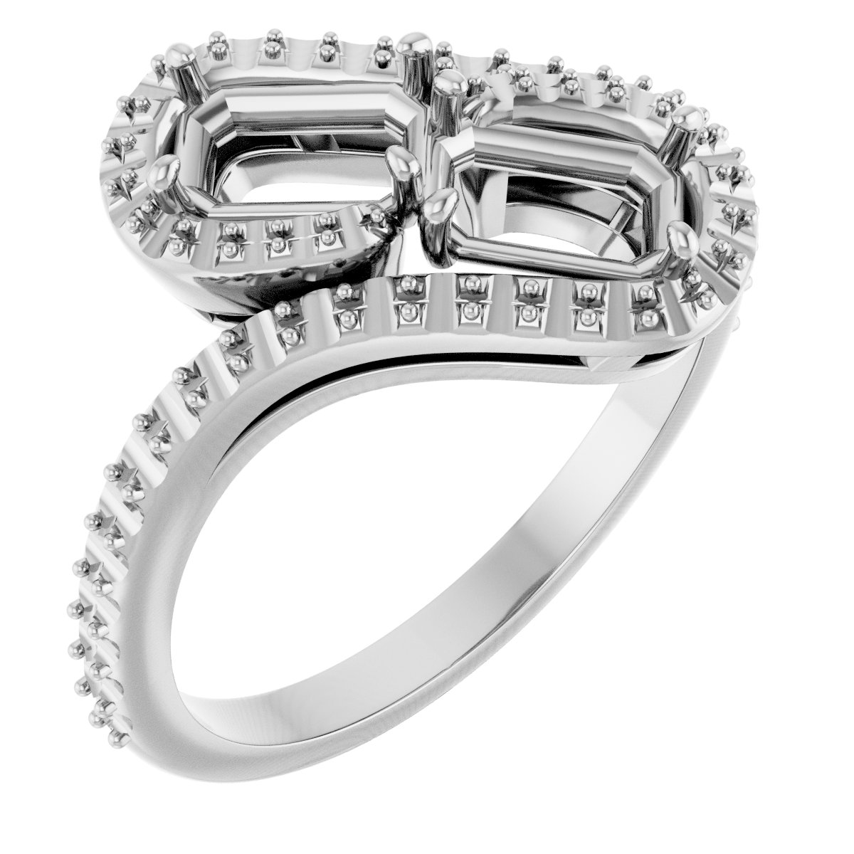 Two-Stone Halo-Style Bypass Engagement Ring