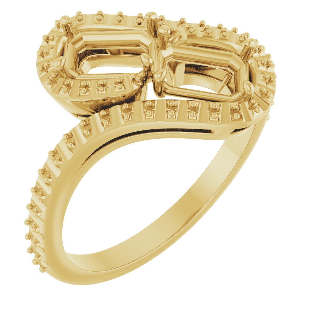 Two-Stone Halo-Style Bypass Engagement Ring