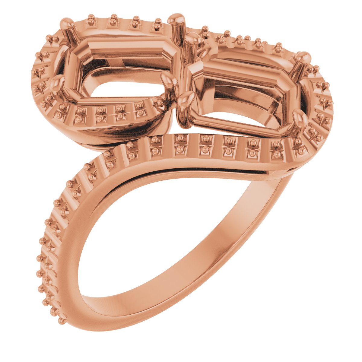 Two-Stone Halo-Style Bypass Engagement Ring