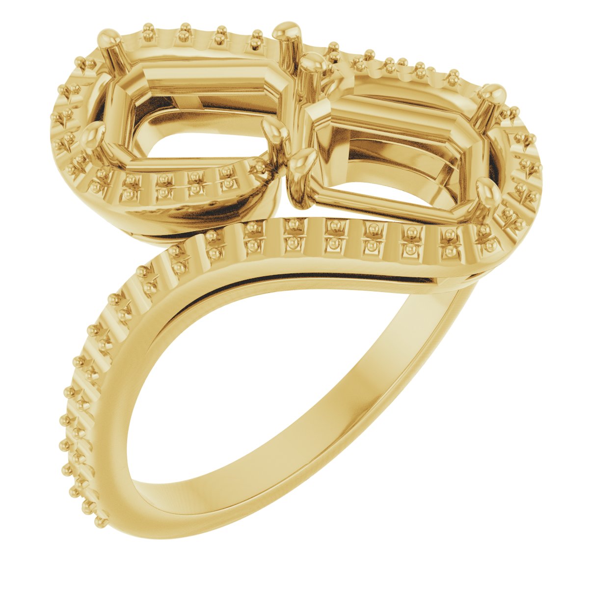 Two-Stone Halo-Style Bypass Engagement Ring