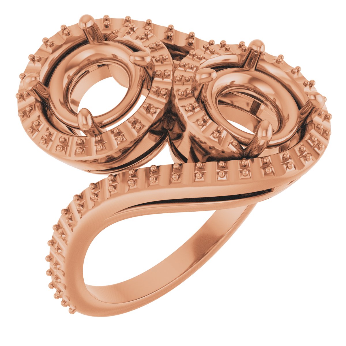 Two-Stone Halo-Style Bypass Engagement Ring