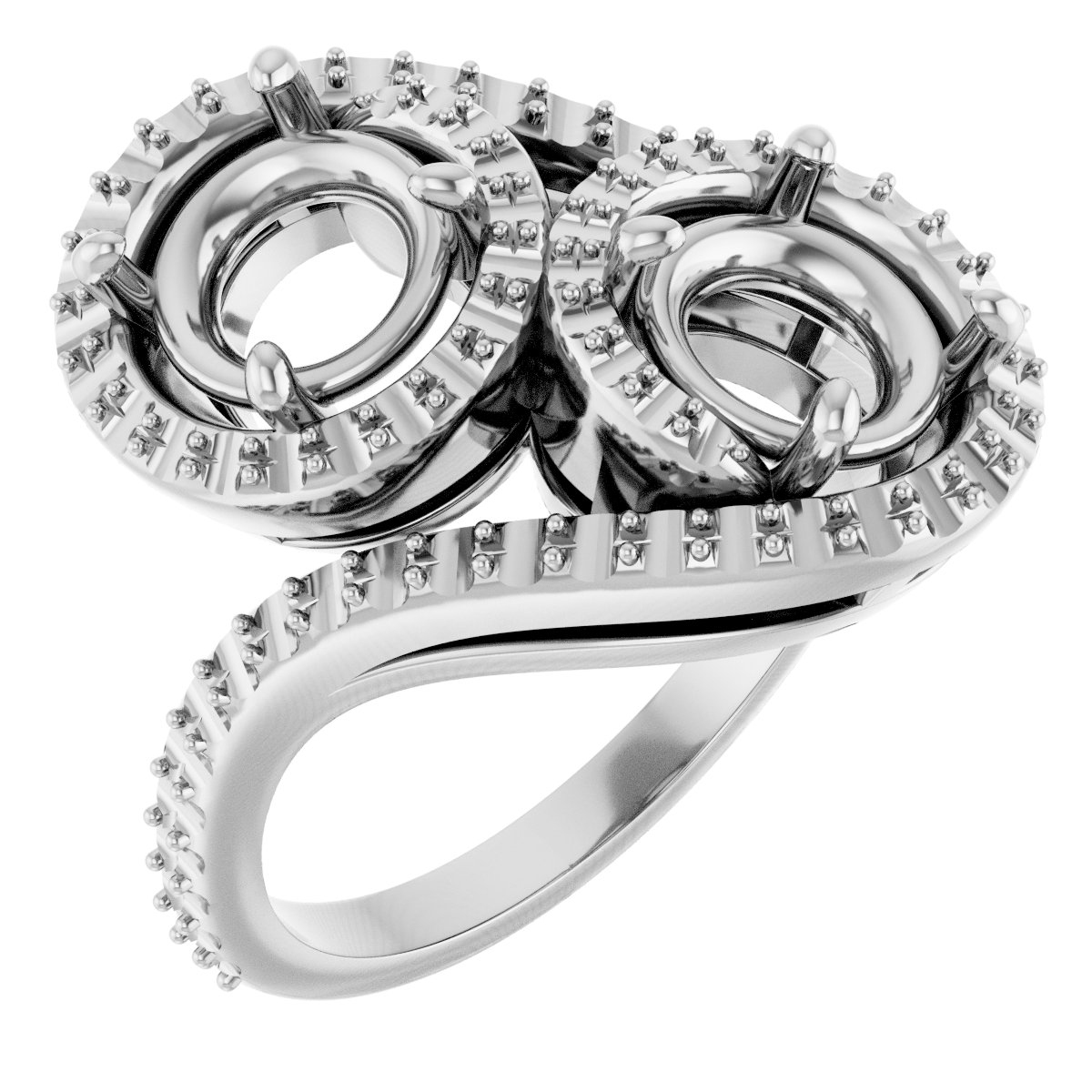 Two-Stone Halo-Style Bypass Engagement Ring