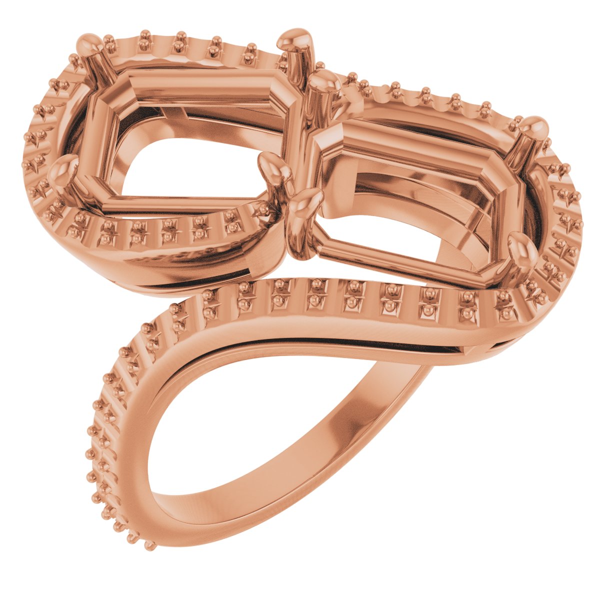 Two-Stone Halo-Style Bypass Engagement Ring