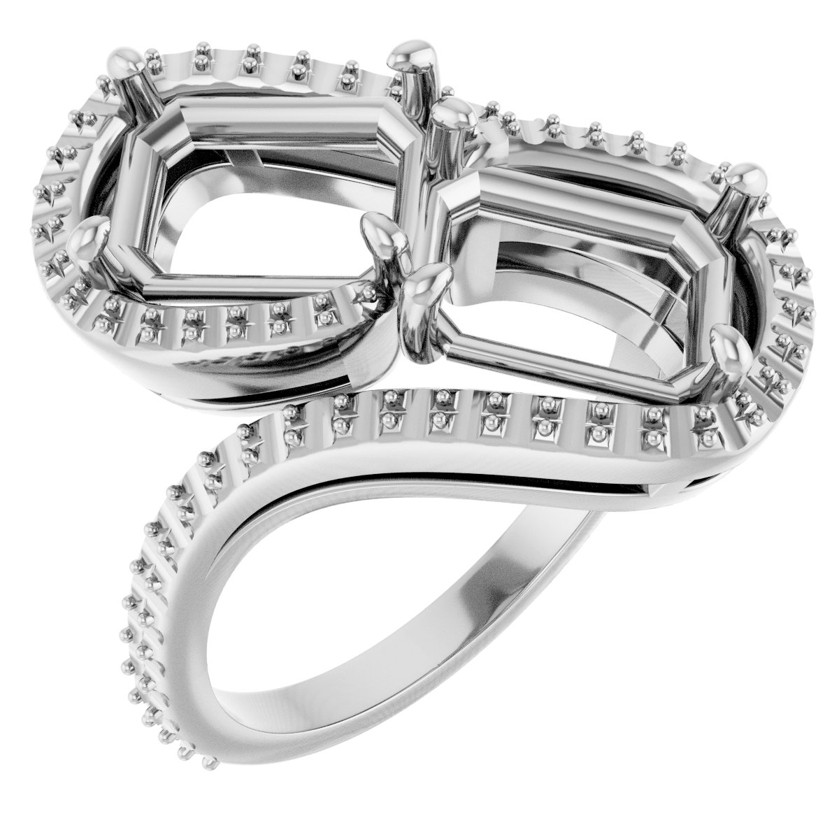 Two-Stone Halo-Style Bypass Engagement Ring