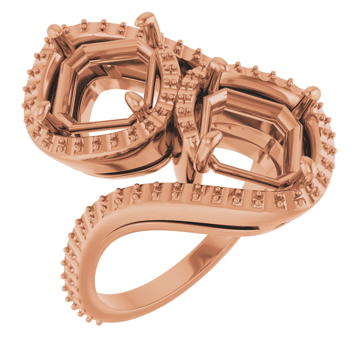 Two-Stone Halo-Style Bypass Engagement Ring