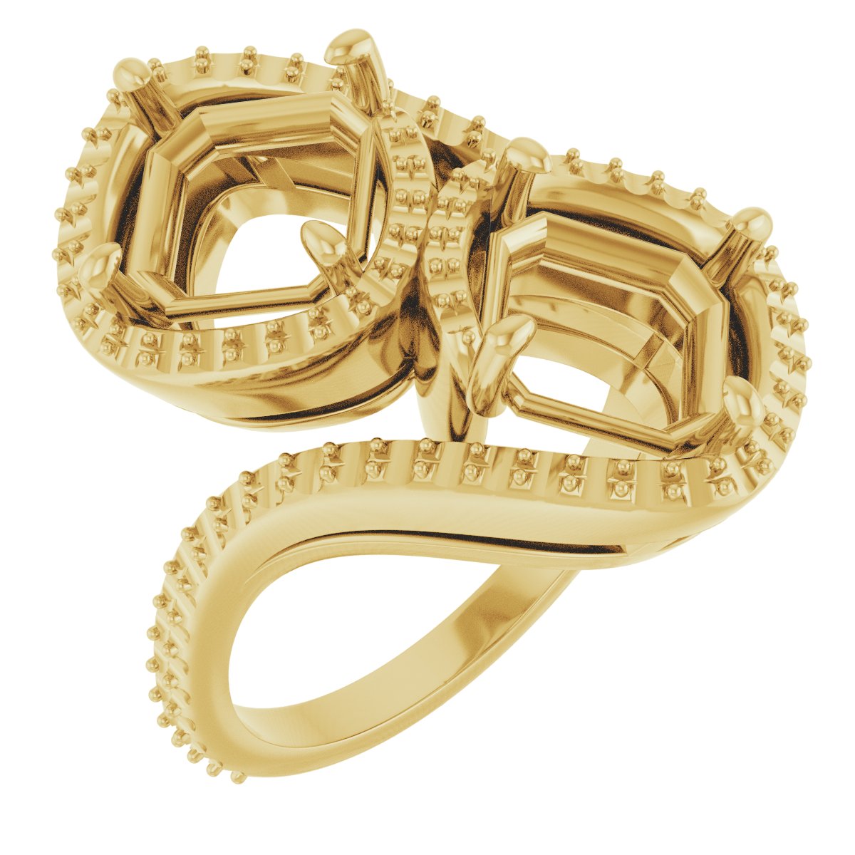 Two-Stone Halo-Style Bypass Engagement Ring
