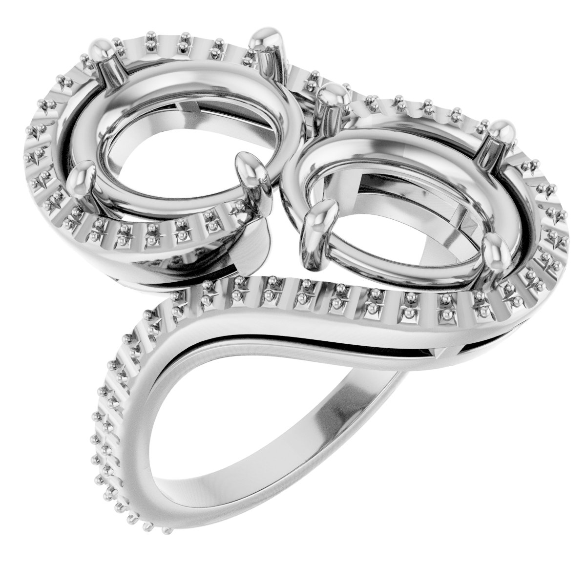 Two-Stone Halo-Style Bypass Engagement Ring