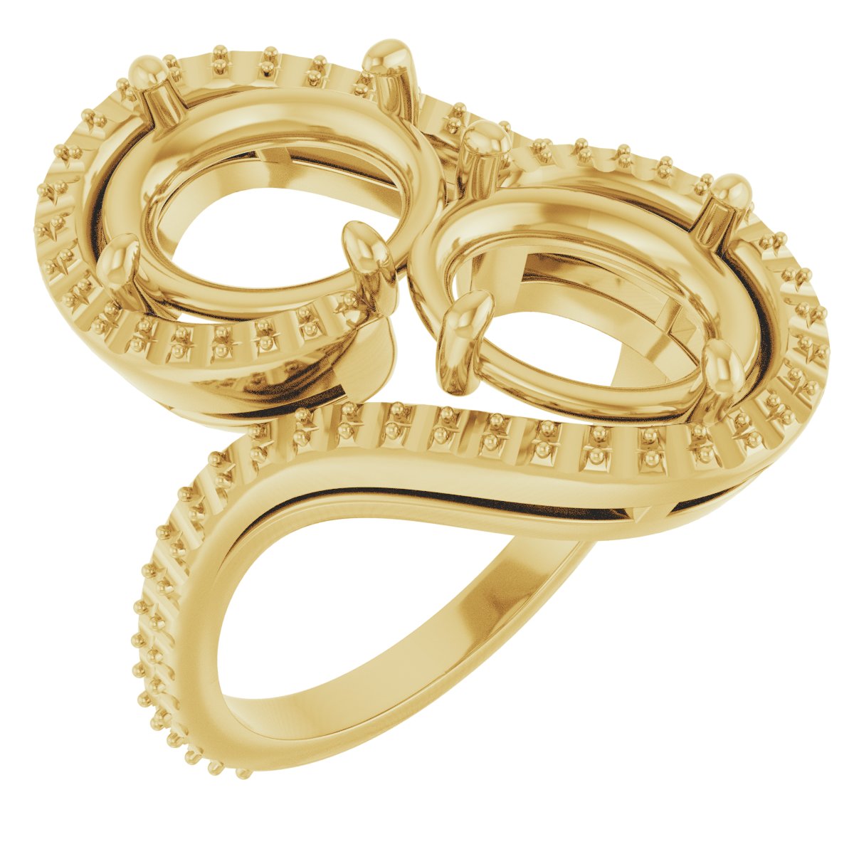 Two-Stone Halo-Style Bypass Engagement Ring
