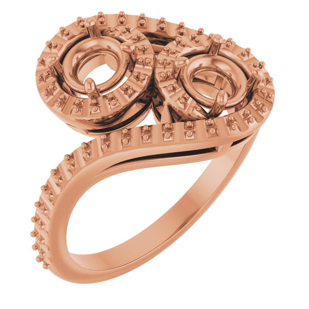 Two-Stone Halo-Style Bypass Engagement Ring