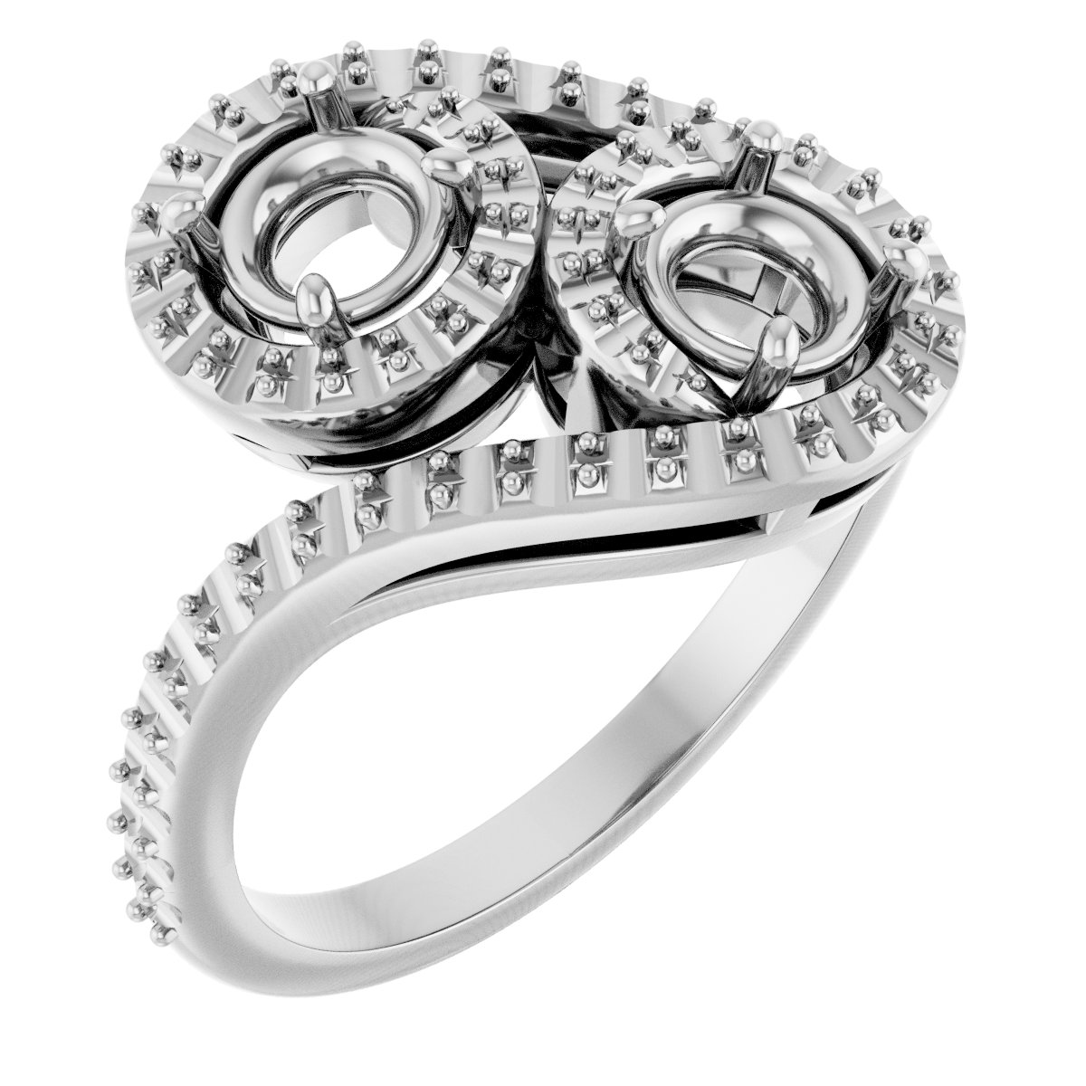 Two-Stone Halo-Style Bypass Engagement Ring