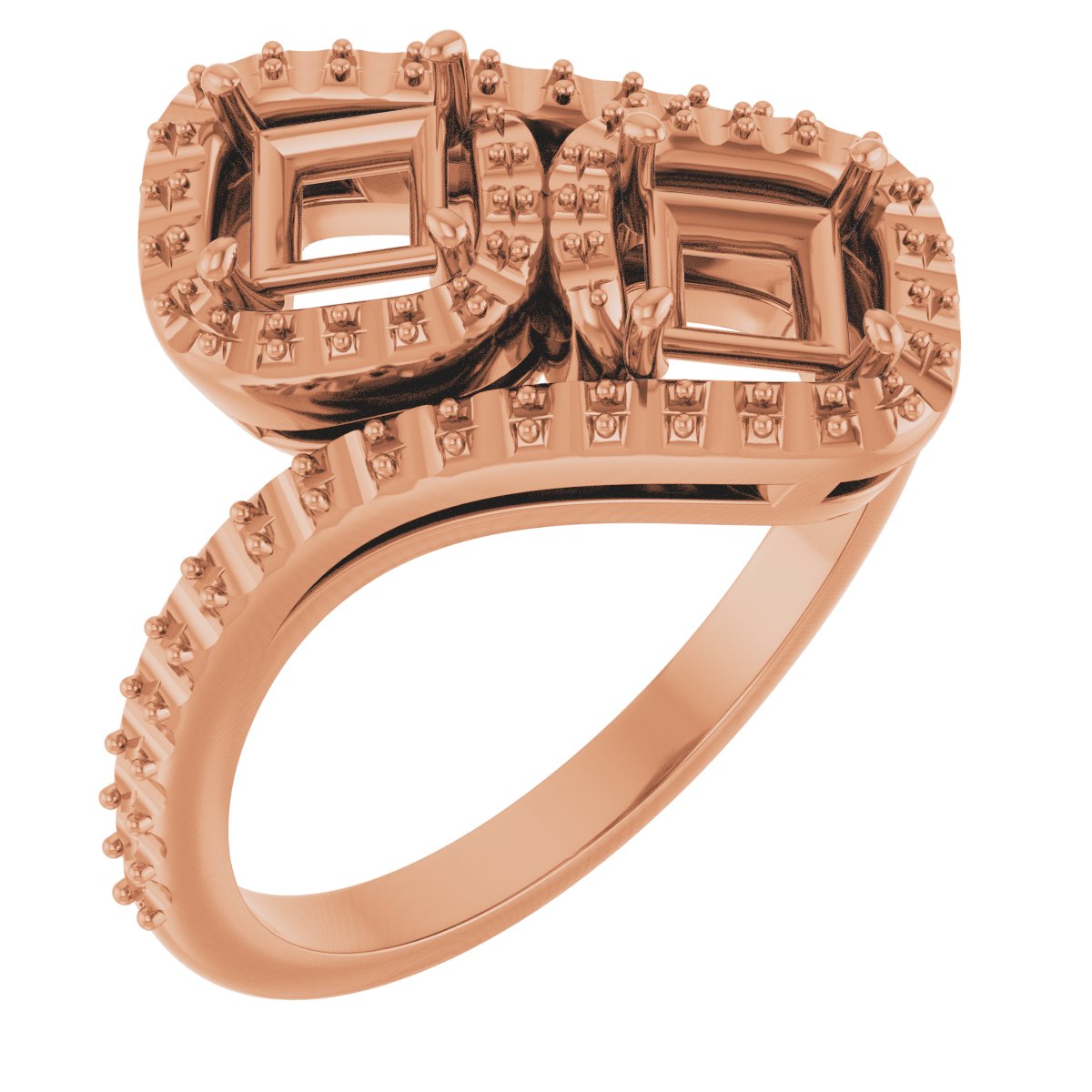 Two-Stone Halo-Style Bypass Engagement Ring