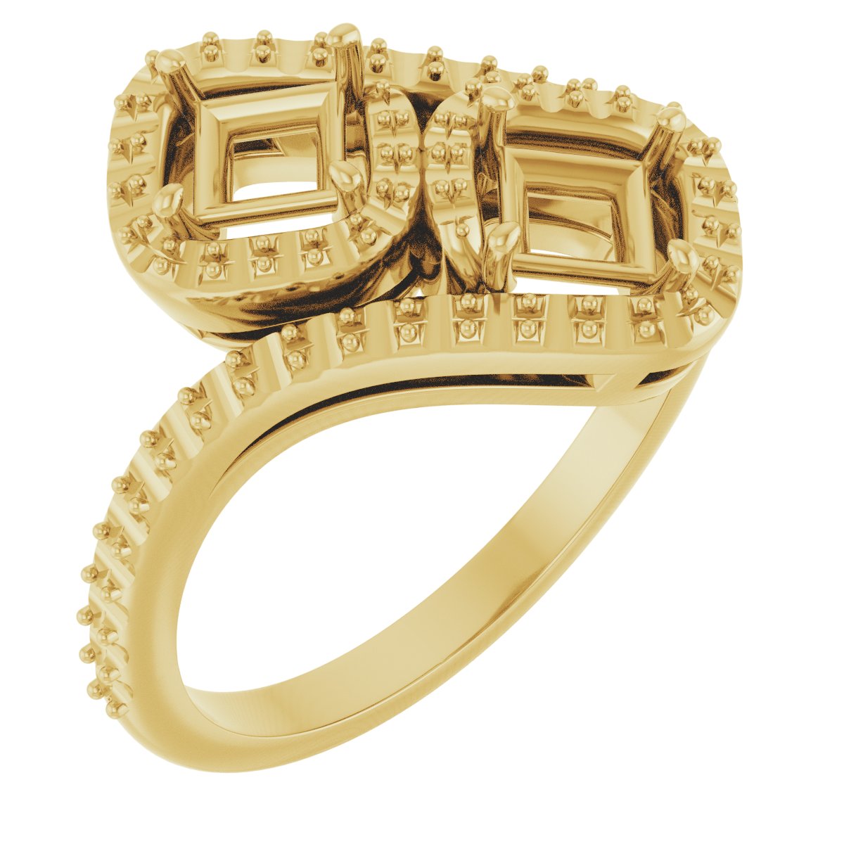 Two-Stone Halo-Style Bypass Engagement Ring