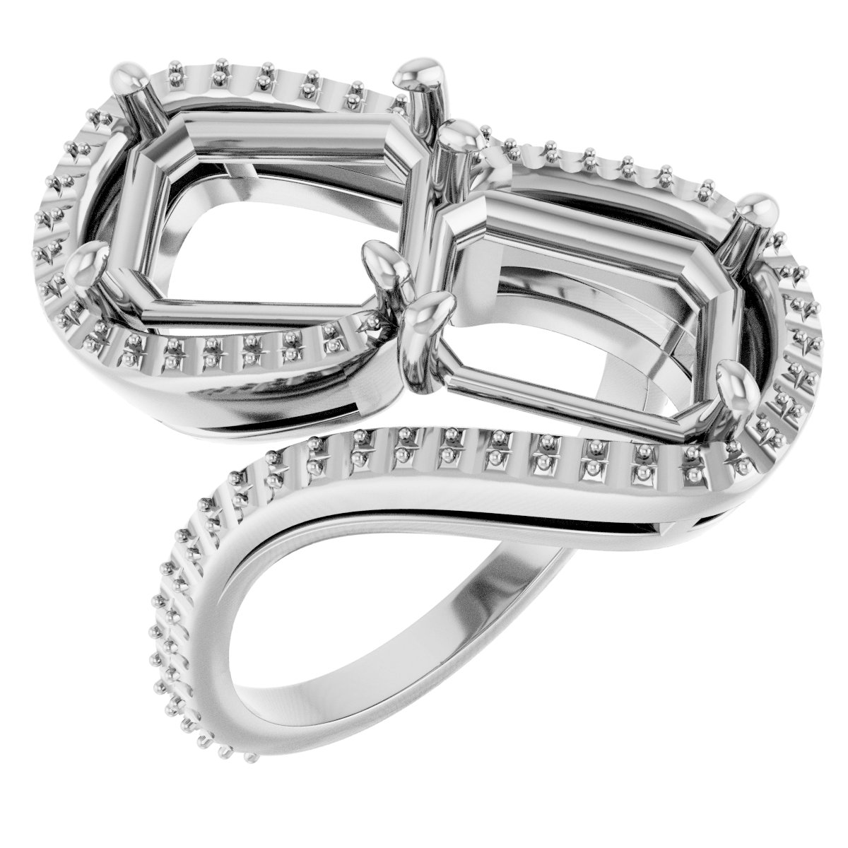 Two-Stone Halo-Style Bypass Engagement Ring