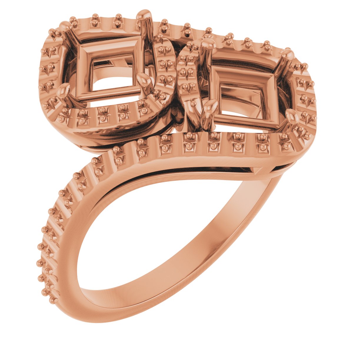 Two-Stone Halo-Style Bypass Engagement Ring