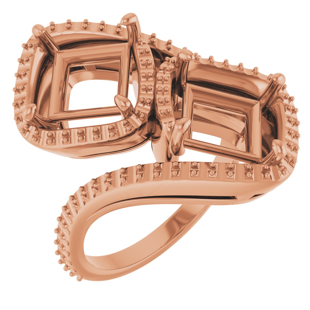 Two-Stone Halo-Style Bypass Engagement Ring