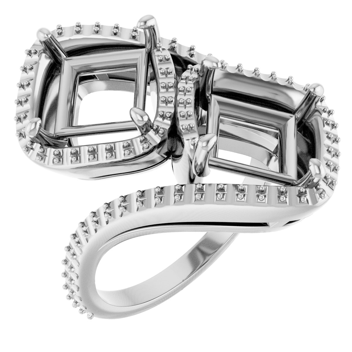 Two-Stone Halo-Style Bypass Engagement Ring