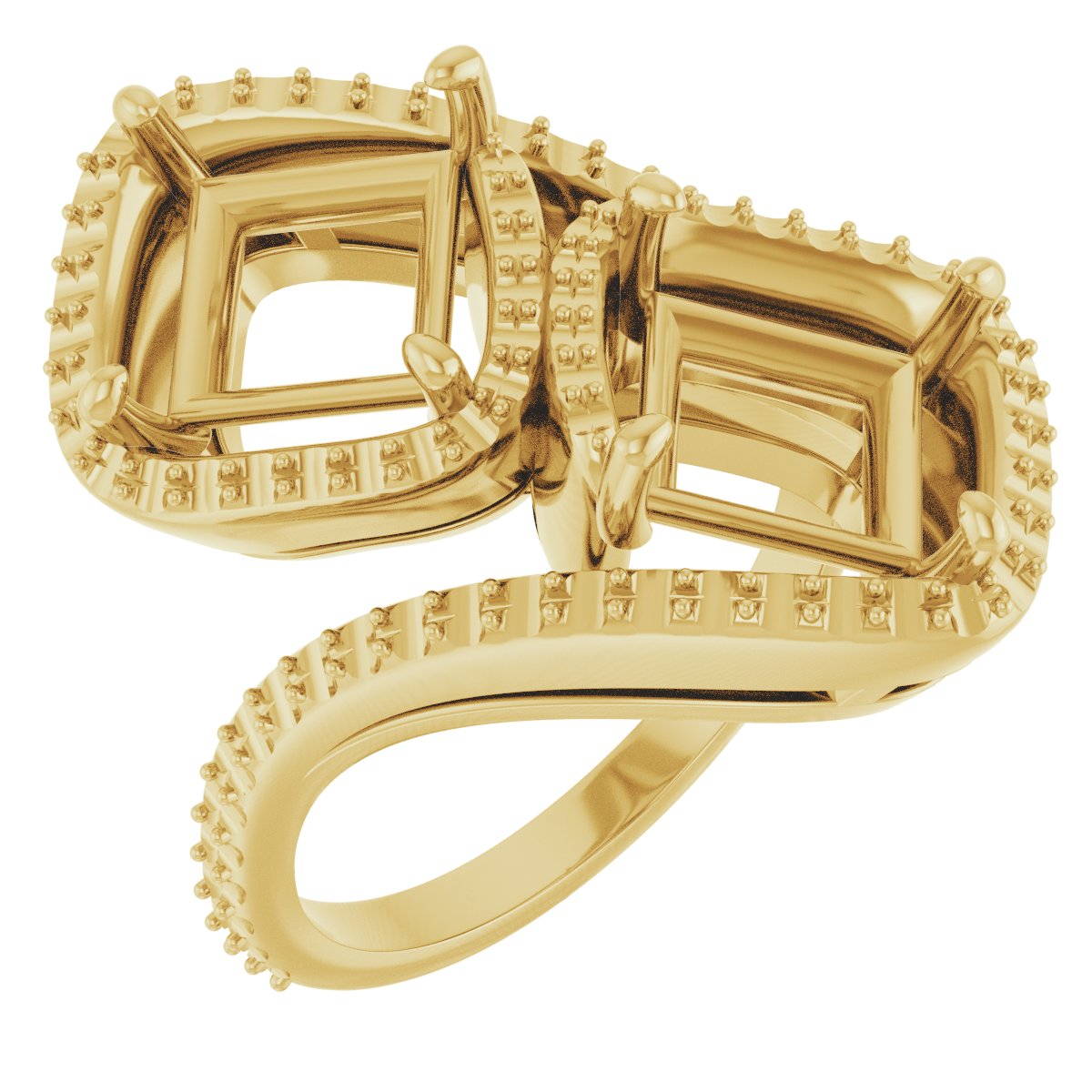 Two-Stone Halo-Style Bypass Engagement Ring