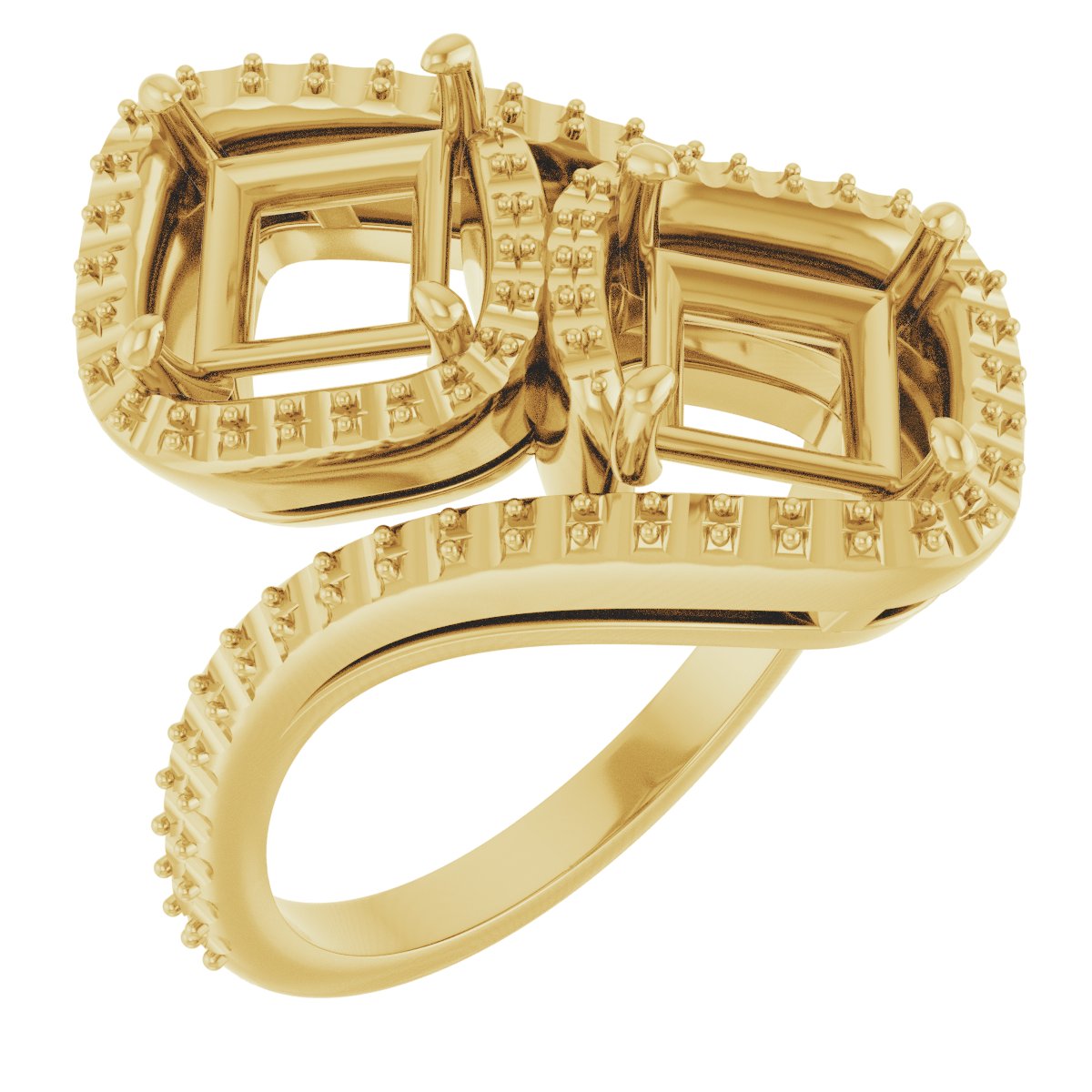 Two-Stone Halo-Style Bypass Engagement Ring