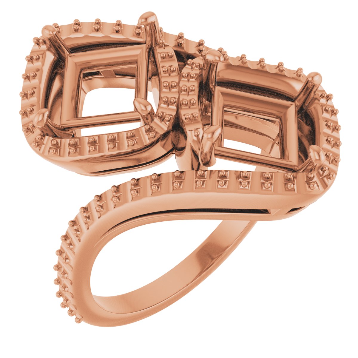 Two-Stone Halo-Style Bypass Engagement Ring