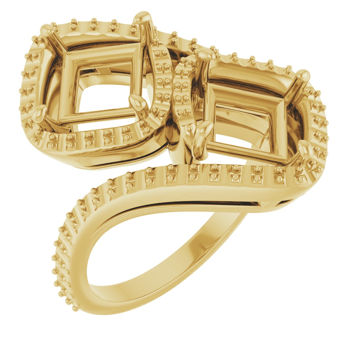 Two-Stone Halo-Style Bypass Engagement Ring