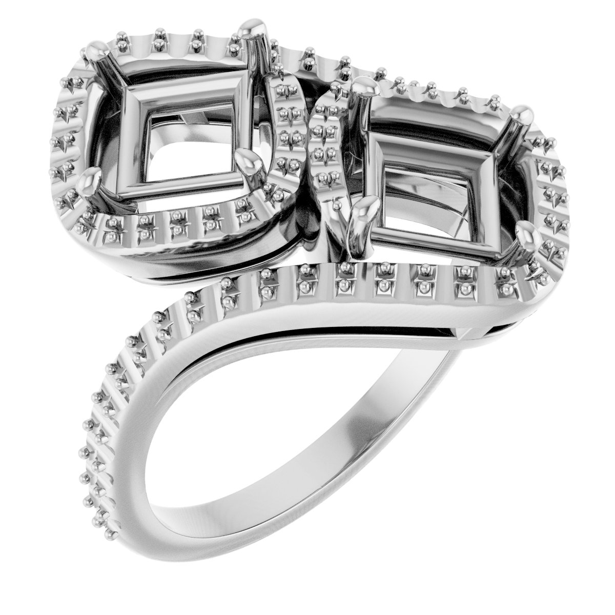 Two-Stone Halo-Style Bypass Engagement Ring