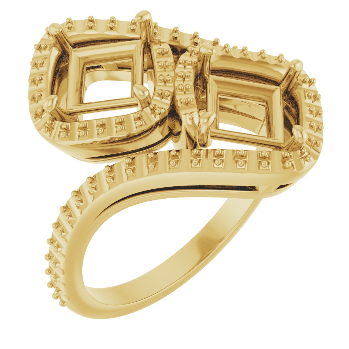 Two-Stone Halo-Style Bypass Engagement Ring