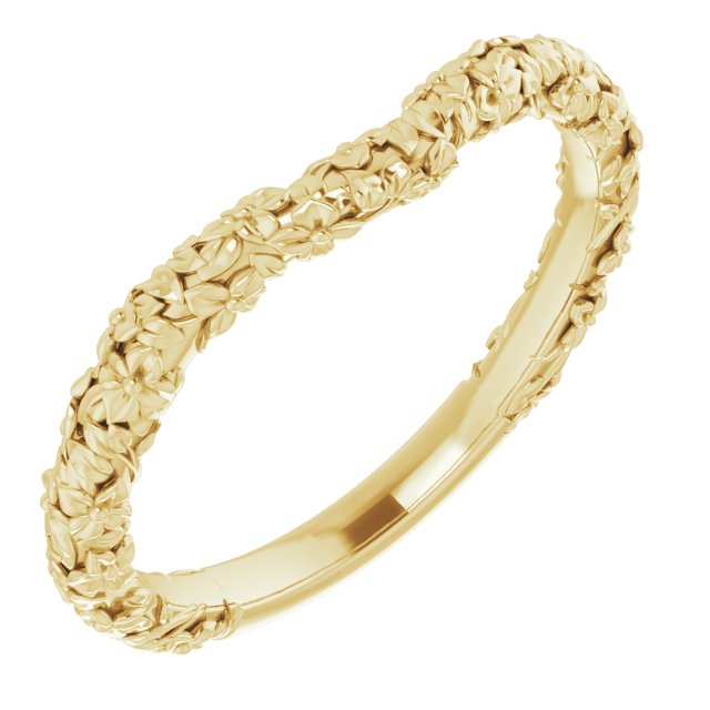 14K Yellow Gold Floral Matching Band