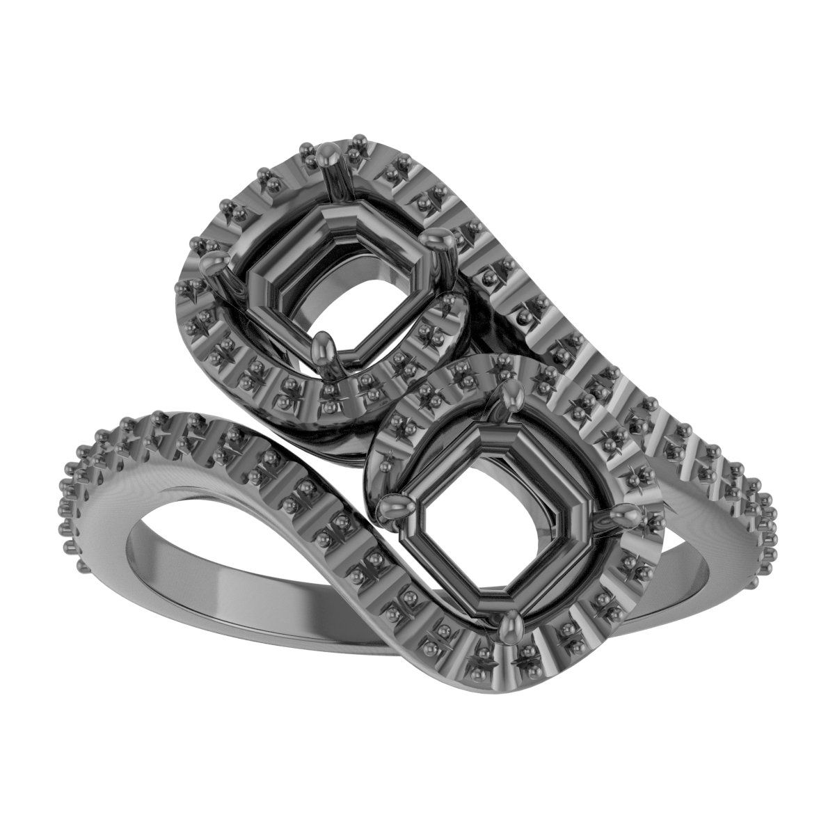 8 mm Square Engagement Ring Mounting view 3