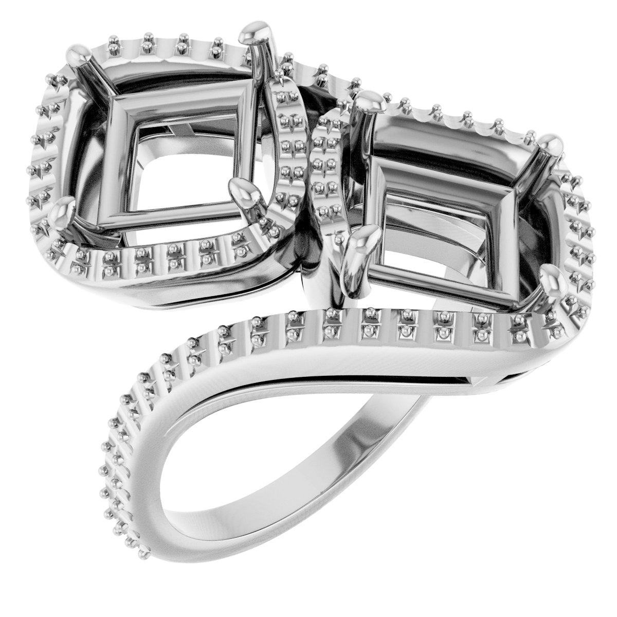 Two-Stone Halo-Style Bypass Engagement Ring