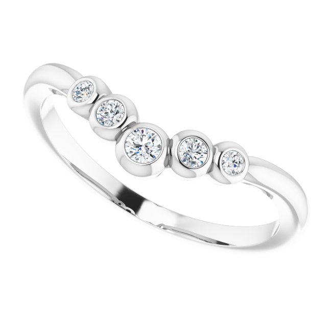 Sterling Silver 1/10 CTW Diamond Bezel-Set Graduated V Ring 