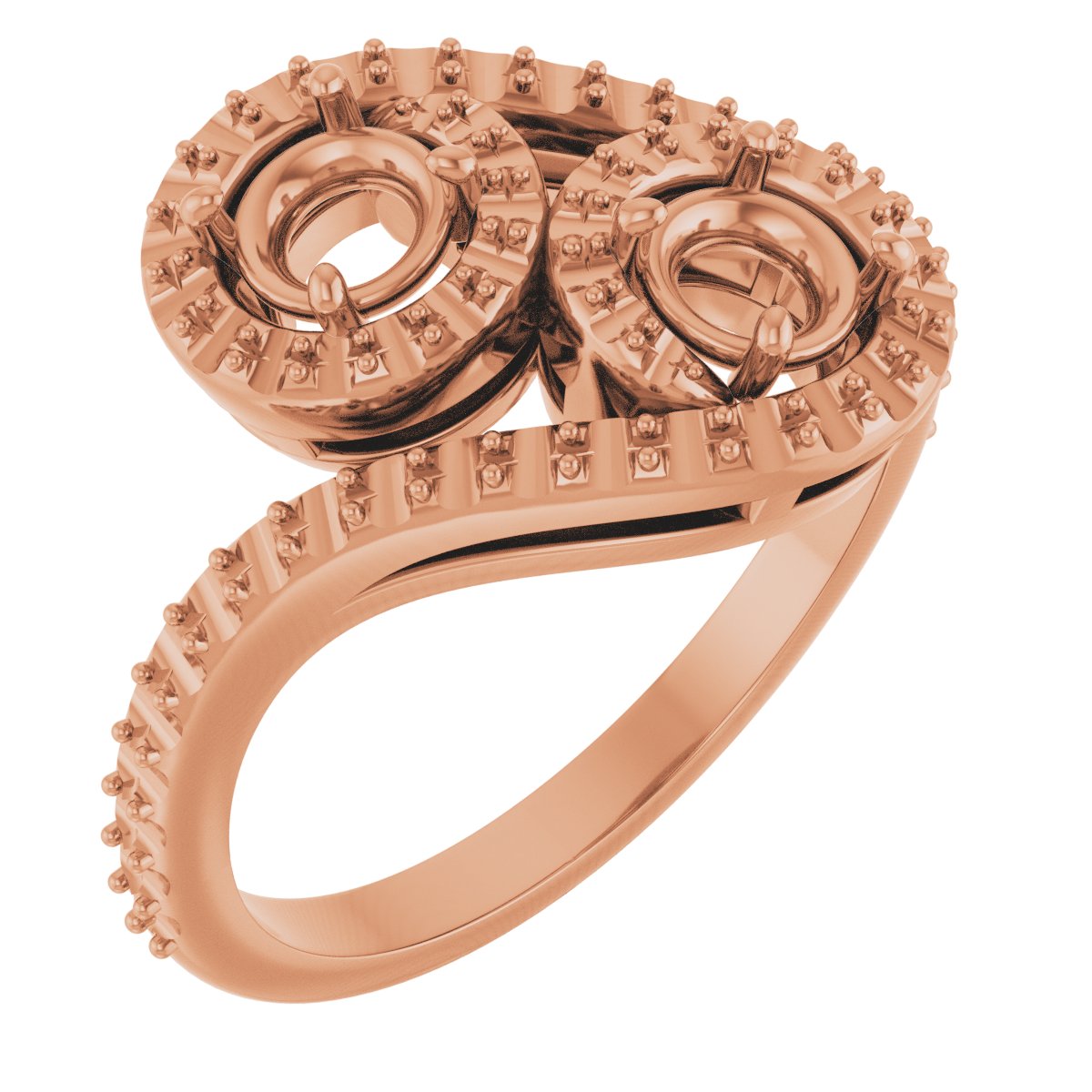 Two-Stone Halo-Style Bypass Engagement Ring