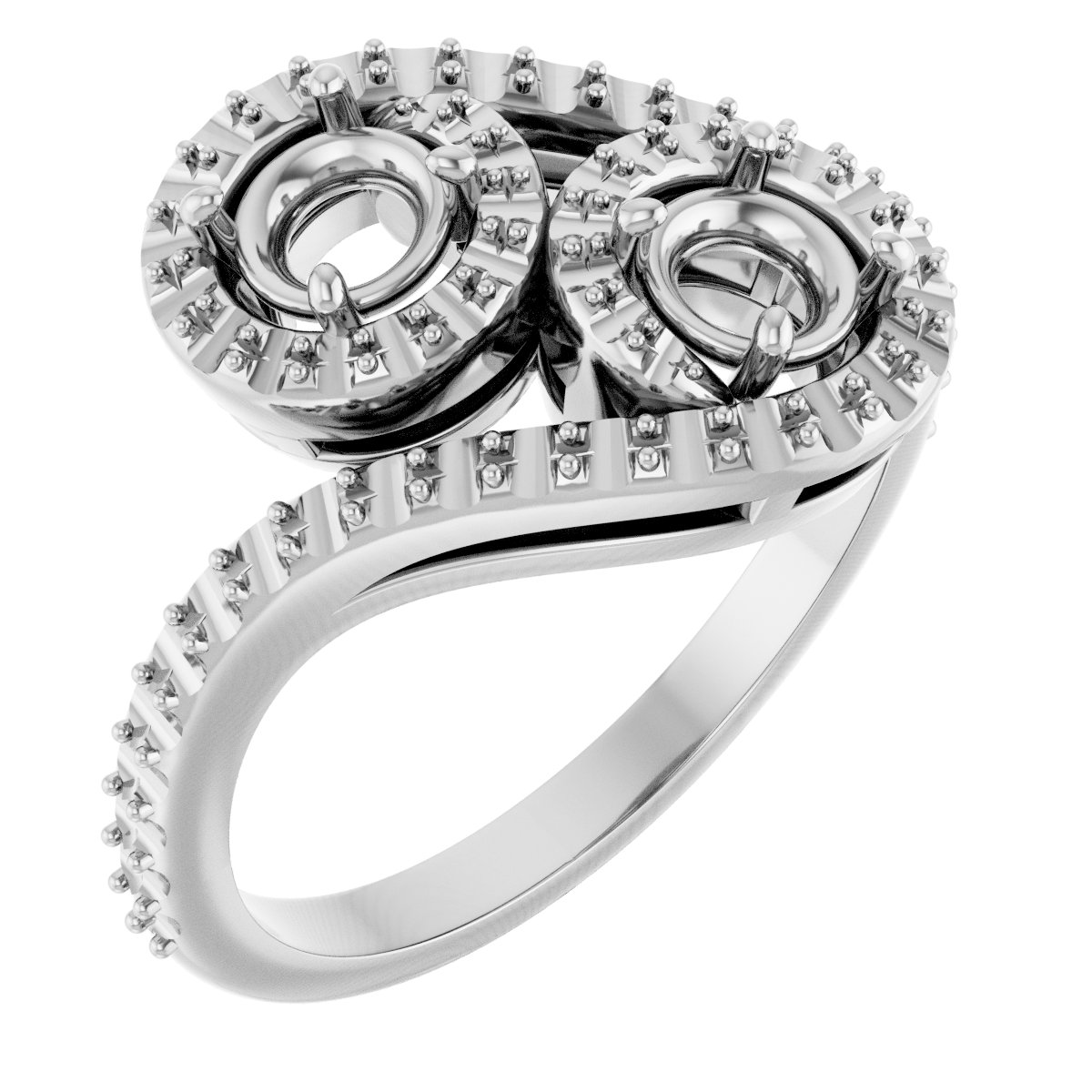 Two-Stone Halo-Style Bypass Engagement Ring