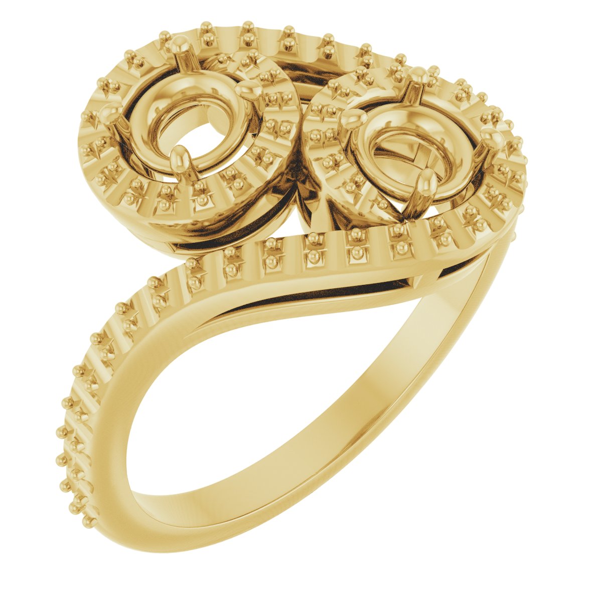 Two-Stone Halo-Style Bypass Engagement Ring