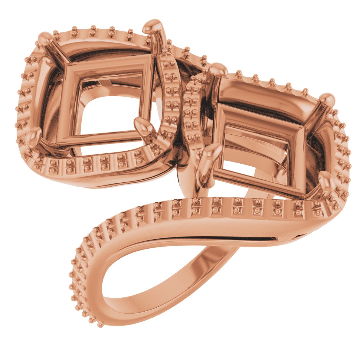 Two-Stone Halo-Style Bypass Engagement Ring